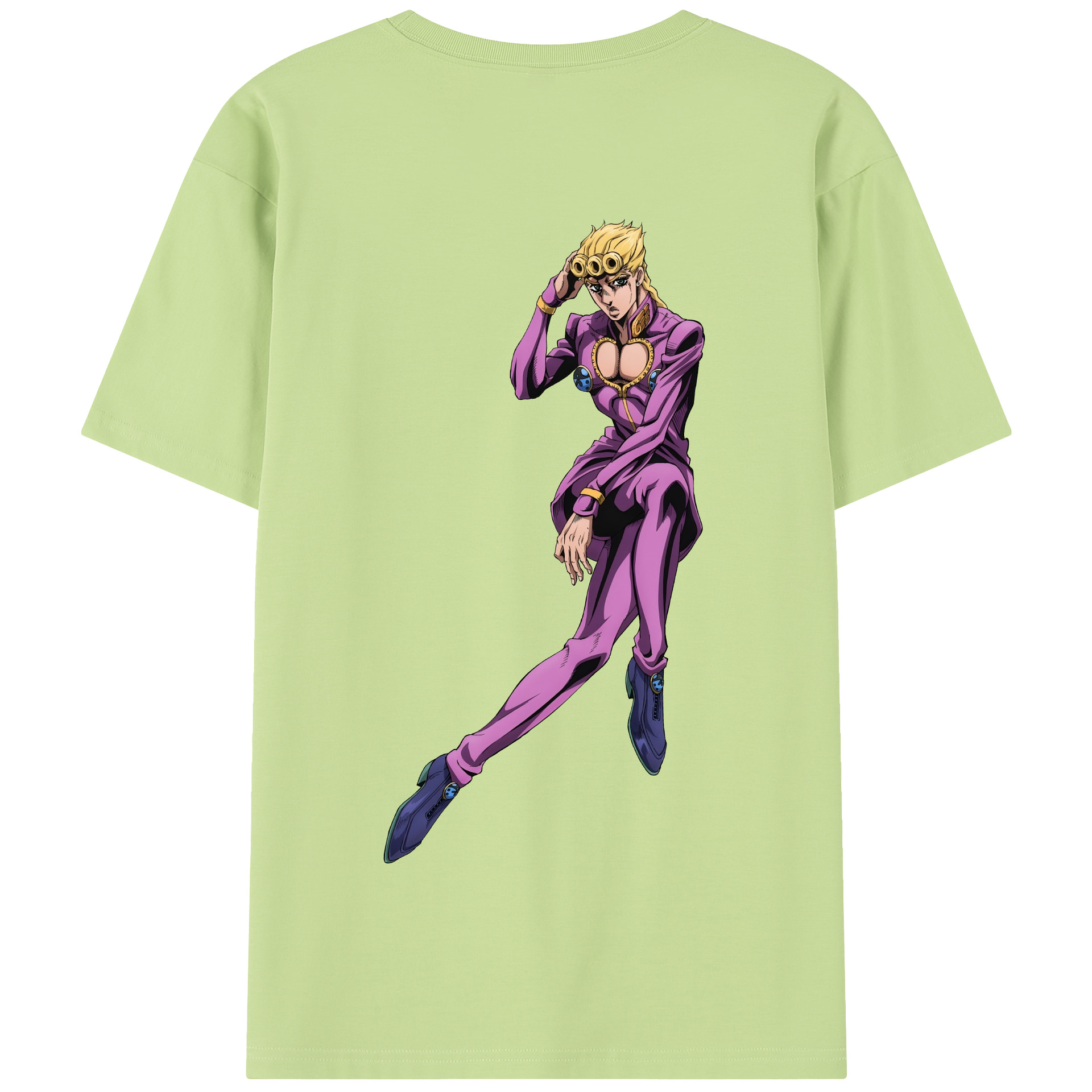 （画像用） ジョジョの奇妙な冒険 ジョルノ?ジョバァーナ JoJo's Bizarre Adventure Giorno Giovanna 綿100％半袖Tシャツ（背面プリント）